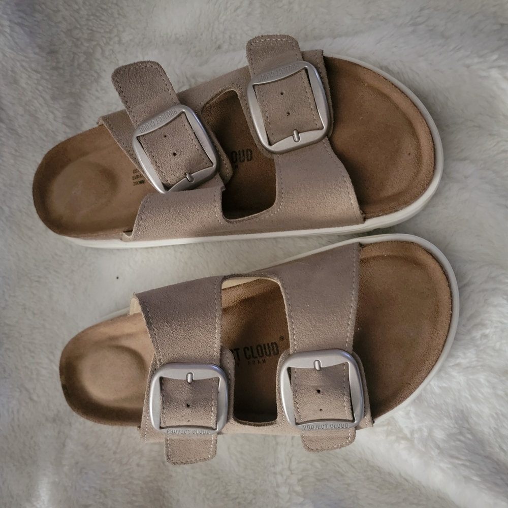 Project Cloud Memory Foam Platform Tan Sandals Si… - image 1